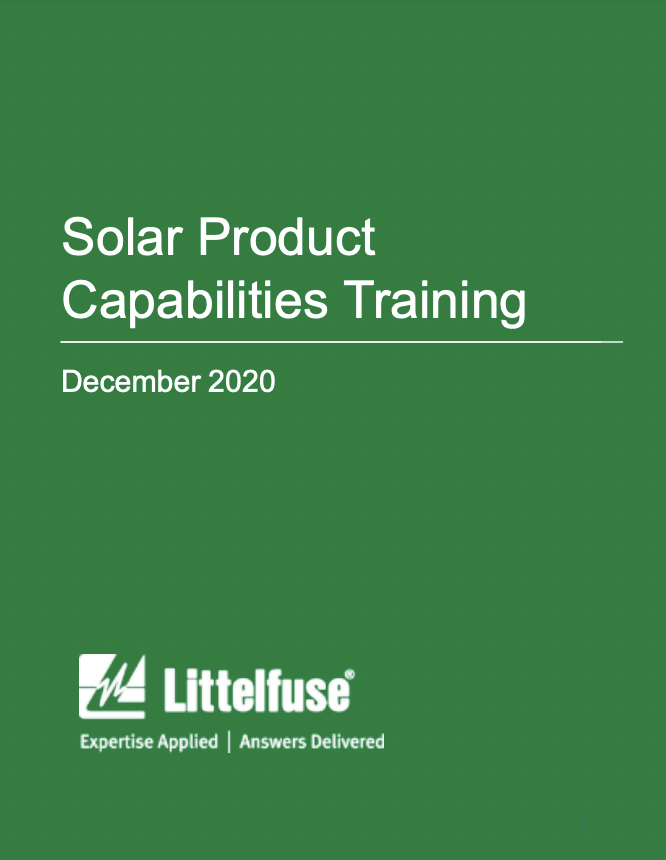 Solar Product CapabilitiesTraining December 2020