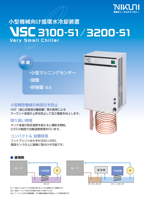 小型機械向けチラー【循環水冷却装置VSC】（株式会社ニクニ）の 