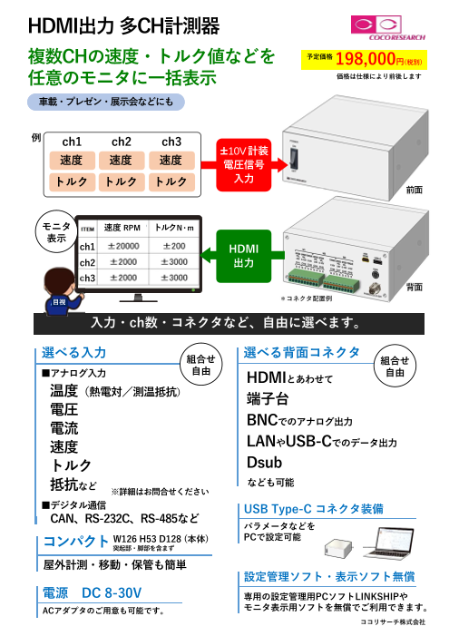 HDMI出力多CH計測器（ココリサーチ株式会社）のカタログ無料 