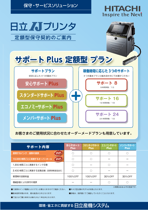 日立IJプリンタ 定額型保守契約のご案内（株式会社日立産機システム