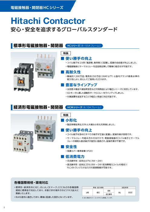 日立電磁接触器・開閉器 HCシリーズ（株式会社日立産機システム）の