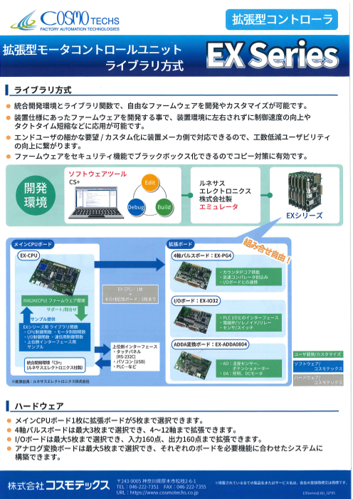 拡張型モータコントロールユニットライブラリ方式 EX Series・拡張型モータコントロールユニット PC方式 APIモード:BUFFERモード EX Series