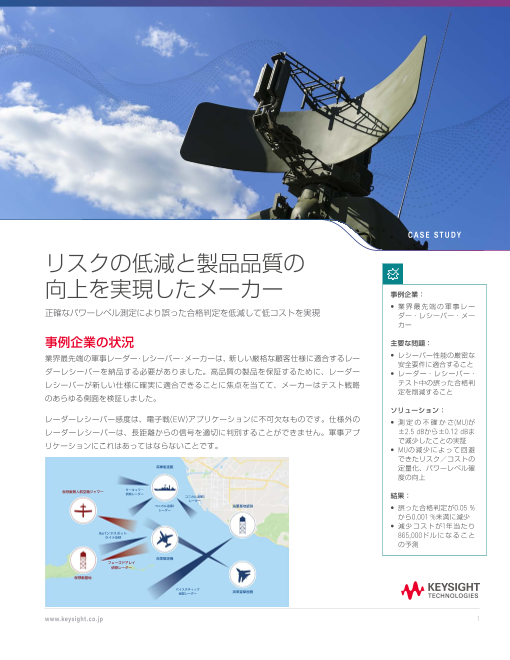 誤判定リスクを50分の1に低減。 高精度パワー測定で軍事レーダー品質を守った実証事例
