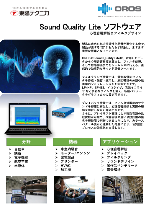 心理音響解析＆フィルタデザイン　「Sound Quality Lite」 ソフトウェア