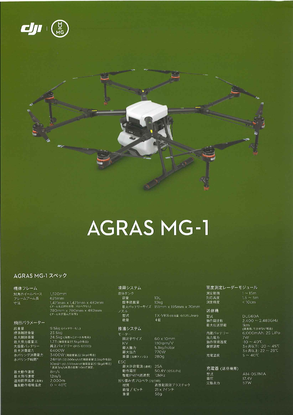 農薬 肥料 除草剤 散布用オクトコプター Agras Mg 1 Dji Japan株式会社 のカタログ無料ダウンロード 製造業向けカタログポータル Aperza Catalog アペルザカタログ