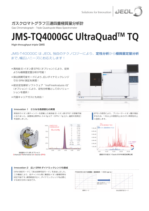 ガスクロマトグラフ三連四重極質量分析計　JMS-TQ4000GC UltraQuad TQ