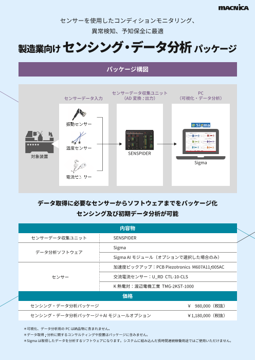 製造業向けセンシング データ分析パッケージ 株式会社マクニカ のカタログ無料ダウンロード 製造業向けカタログポータル Aperza Catalog アペルザカタログ