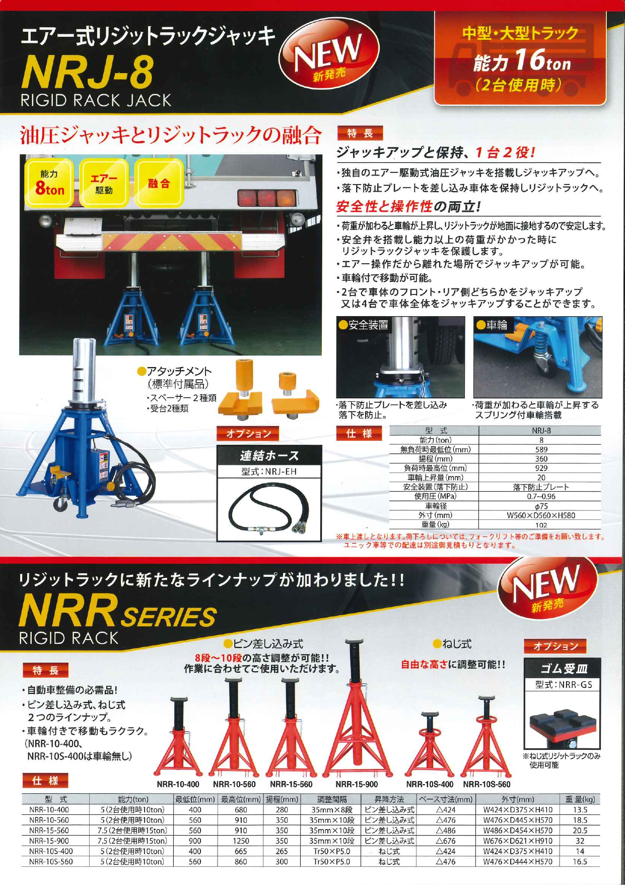 長崎ジャッキ エアー式リジットラックジャッキ NRJ-８ 大型 メーカー直送 送料無料 - 2