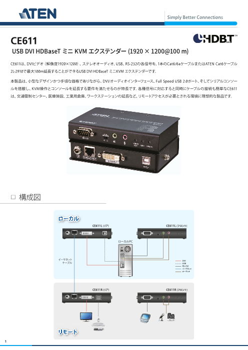 KVMエクステンダー ATEN USB DVI HDBaseT ミニKVM エクステンダー