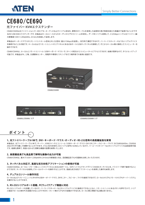 USB DVI 光ファイバーKVMエクステンダー CE680（ATENジャパン株式会社