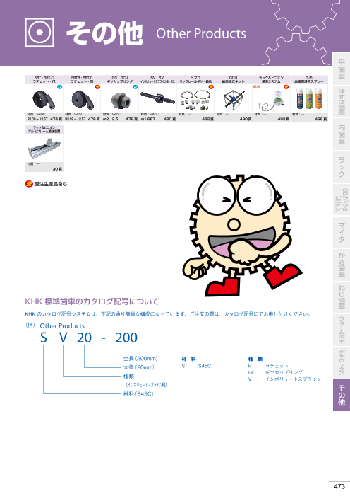その他製品（ラチェット、スプライン、リングレールギヤ、GCU、潤滑ユニット、潤滑スプレー）