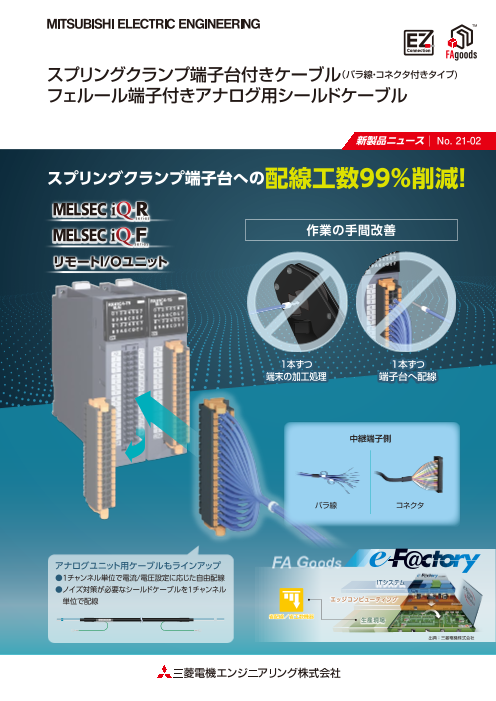 スプリングクランプ端子台付きケーブル バラ線 コネクタ付きタイプ 三菱電機エンジニアリング株式会社 のカタログ無料ダウンロード 製造業向けカタログポータル Aperza Catalog アペルザカタログ