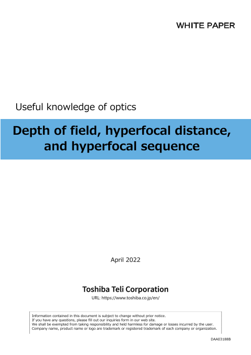 [White Paper] Depth of field, hyperfocal distance, and hyperfocal sequence