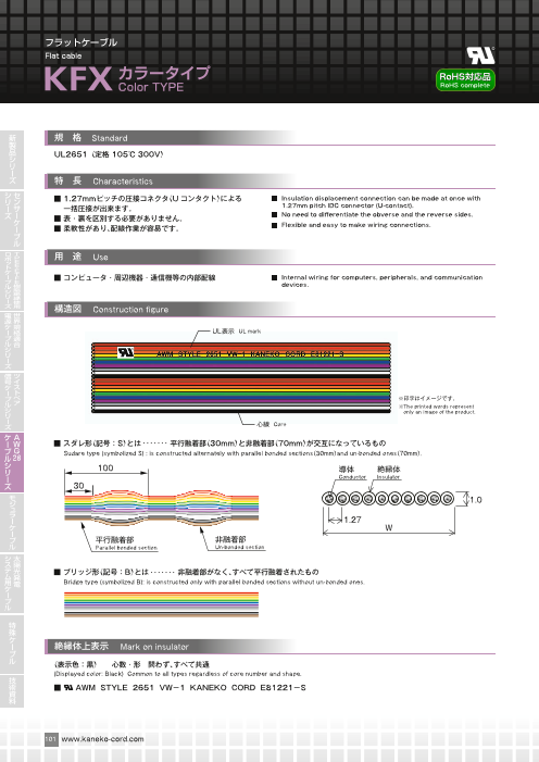 機器内配線に フラットケーブル Kfxカラータイプ 金子コード株式会社 のカタログ無料ダウンロード 製造業向けカタログポータル Aperza Catalog アペルザカタログ