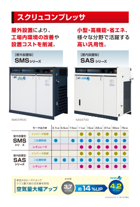 屋外設置型コンプレッサ SMS37EVD-E（北越工業株式会社）のカタログ