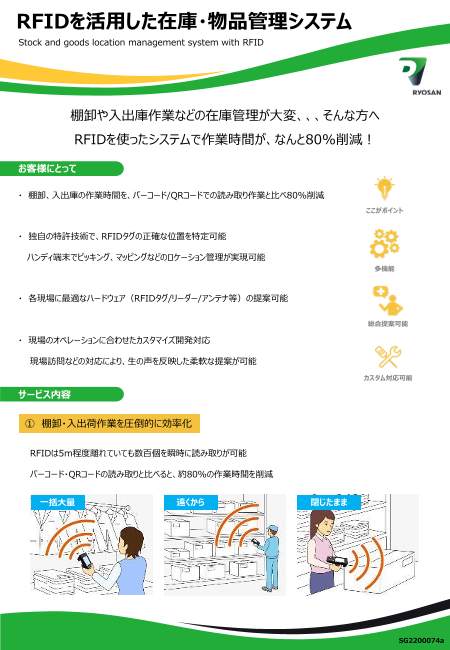 RFIDを活用した在庫・物品管理システム（株式会社リョーサン）のカタログ無料ダウンロード | Apérza Catalog（アペルザカタログ） |  ものづくり産業向けカタログサイト