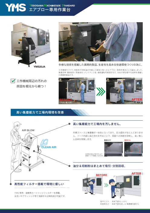 YMSシリーズ】工作機械サイド専用エアブロー作業台（淀川電機製作所 