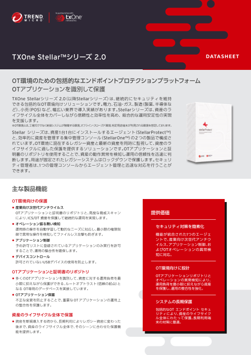 産業向けセキュリティソフトウェア TXOne Stellarシリーズ2.0