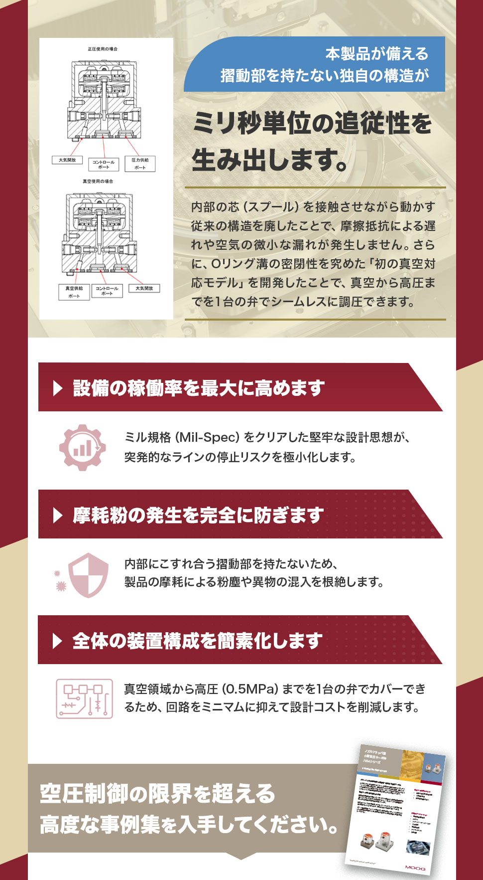 本製品が備える、摺動部を持たない独自の構造が、ミリ秒単位の追従性を生み出します。